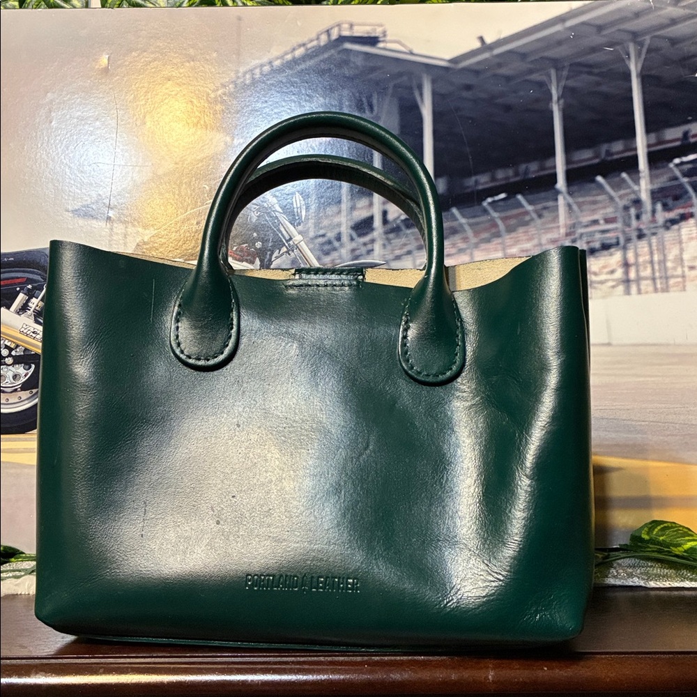 Poland Green Leather Tote Bag
